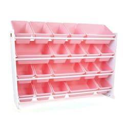 Humble Crew Kid's Toy Organizer, 20 Storage Bins, White/Pink