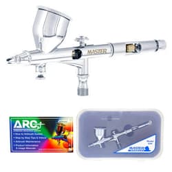 Master Airbrush Master High Precision Detail Control G44 Dual-Action Gravity Feed Airbrush, 0.2 mm Tip, 1/3 oz Funnel Fluid Cup, Air Control Valve