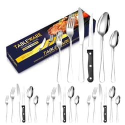 Esharcasy 24 Pieces Silverware Set with Steak Knives，Heavy Duty Stainless Steel Flatware Set for 4，Food-Grade Tableware Cutlery Utensil Set for Home Restaurant Wedding，Mirror Polished and Dishwasher Safe.