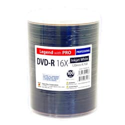 Smartbuy 100 Pack Professional DVD-R Legend with Pro Taiyo Yuden TY Technology 16X 4.7GB 120Min (MID TYG03) White Inkjet Hub Printable Blank Recordable Disc