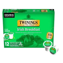 Twinings Irish Breakfast Black Tea K-Cup Pods for Keurig, 12 Count (Pack of 6), Robust, Strong, Bold Flavour, Caffeinated, Enjoy Hot or Iced | Packaging May Vary