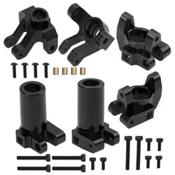 Vgoohobby Metal C-Hubs Caster Blocks & Front Steering Blocks & Rear Stub Axle Upgrade Parts Compatible with MN128 MN86s MN86k MN86 G500 1/12 RC Crawler Car (Black)