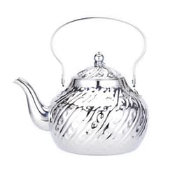 SANQIAHOME 2000ml stainless steel antique style teapot,with Infuser, thickened boiling kettle, lifting handle,Silver