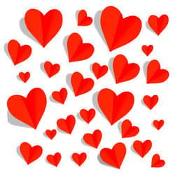 YKYUASD 60 PCS Valentines Day Wall Decorations 3D Heart Stickers Waterproof Red Wall Decal for Wedding Party Home Bedroom Office School Anniversary