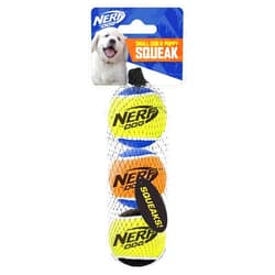 Nerf Dog Tennis Ball Dog Toy with Interactive Squeaker, Lightweight, Durable and Water Resistant, 2 Inches, for Small/Medium Breeds, Three Pack, Assorted Colors