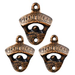 HAIICEN Aged Copper Wall Mount Beer Bottle Opener Cast Iron Beer Cap Opener Open Here for Patio Party Gifts (Pack of 3)