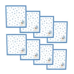Newbridge Rustic Cabin and Lodge Evergreen Dreams Fabric Christmas Napkins - Deer, Cabin and Farm Truck Winter Holiday Easy Care Stain Resistant Napkins, Set of 8 Border Napkins