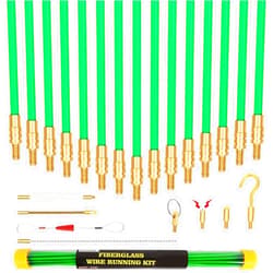 PETUOL 21 Feet Fiberglass Fish Tape Cable Rods, Electrical Wire Running Pull/Push Kit with Hook and Hole Kit Glow Rod, Hook Hole, Green