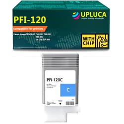 UPLUCA PFI-120 PFI120 Ink Cartridges Compatible with Canon PFI-120 PFI-120C Work for Canon ImagePROGRAF TM-200 TM-205 TM-250 TM-300 TM-305 TM-355 TM-350 GP-200 GP-300 Printer, 130ML (1-Pack, Cyan)