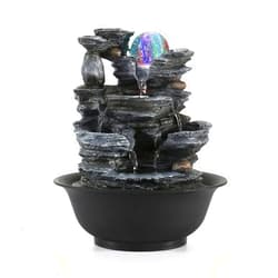 Dyna-Living Tabletop Water Fountain Indoor Waterfalls Fountains with Colored LED Light Decorative Feng Shui Tabletop Fountain with Automatic Pump Best Home Gifts for Friends or Family