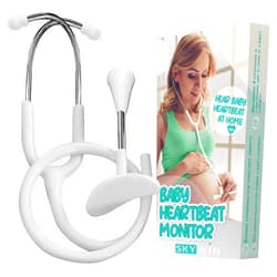 Skywin Fetoscope for Baby Heartbeat Detection - 24 Weeks of Pregnancy Baby Heartbeat Monitor at Home with The Pregnancy Stethoscope and Fetal Monitor Heartbeat (White)
