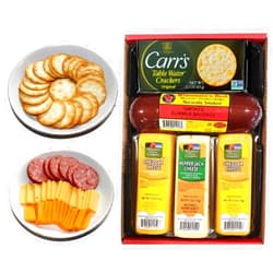 WISCONSIN CHEESE COMPANY Wisconsin's Best & Wisconsin Cheese Company - Classic 100% Wisconsin Cheddar & Pepper Jack Cheese, Cracker and Sausage Gift Basket. Great for Charcuterie Boards & Holiday Christmas Gifts