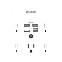 One Beat Surge Protector, 5 Outlets Extender with 4 USB Ports(USB C), 3-Side 1800J Power Strip Multi Plug Outlet Expander, Charger, Outlet Splitter Adapter Wall Mount for Home Travel Office ETL Listed
