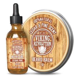 Viking Revolution Cedar and Pine Beard Balm for Men and Beard Oil Bundle - With Argan and Jojoba Oils - Soften and Moisturize your Beard