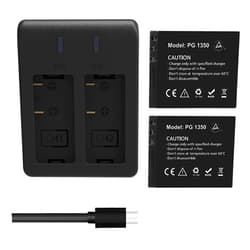 AKASO Brave 7 2 x 1350mAh Rechargeable Action Camera Battery with USB Dual Charger