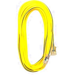 Voltec 05-00365 12/3 SJTW Outdoor Extension Cord with Lighted End, 50-Foot, Yellow with Blue Stripe