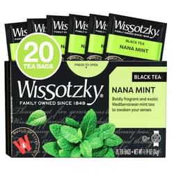 Wissotzky Nana Mint Black Tea, 20 Tea Bags | Antioxidant Rich | Revitalizing Nana Tea | Black Tea Bags