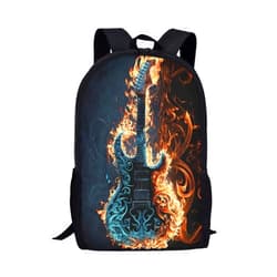 GLUDEAR Cool Graphics Backpack Boy Girl Daypack Bookbag Backpack Adjustable Shoulder Bag,Guitar Music