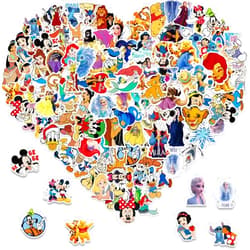 Meet Holiday 100PCS Disney Mix Cartoon Stickers, Cute Waterproof Vinyl Decal for Teen Kids Adult Girl Notebook, Laptop, Travel Case, Phone, Bike, Water Bottle, Guitar, Computer, Skateboard (100pcs dsn)