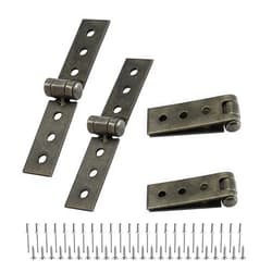 PDETVEO 4PCS Folding Butt Hinges, Silver Stainless Steel Door Furniture Hinges, Heavy Duty Small Strap Hinge for Cabinets, DIY (84 * 16 * 1.5mm)