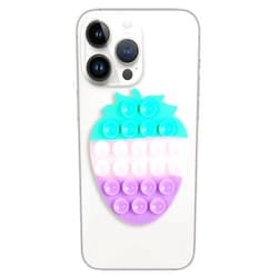 Mijafaron Suction Phone Case Mount, Silicon Adhesive Phone Accessory for iPhone and Android, Hands-Free Fidget Toy Mirror Shower Phone Holder, Tiktok Videos and Selfies(Strawberry Shaped, Colorful)