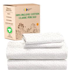 California Design Den Twin Floral Sheet Set, 100% Organic Cotton Percale Sheets, Deep Pocket Twin Sheets & Pillowcase Set - Floral