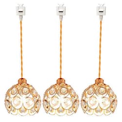 SKIVTGLAMP Dimmable Iron Globe Pendant Light Juno-Type Track Light Gold Braided Wire ans Clear Crystal Lamp Shade Vintage Instant on Track Mount Pendant Lights for Kitchen Island Customizable 3-Light
