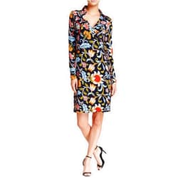 Vertigo Paris Women's Printed Long Sleeve Wrap Dress - Woodblock - X-Small