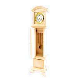 Melody Jane Dolls Houses Working Grandfather Clock Bare Wood Unfinished Hall Furniture