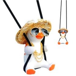 Starfa lab Cool Swinging Duck Hanging Ornament,Cute Car Accessories for Jeep Rear View Mirror,Duck Hanging Swing Sunglasses