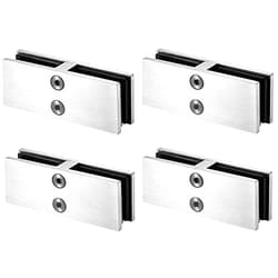 LukLoy Marine Grade Railing Glass to Glass Clamp, Stainless Steel 316 Glass Bracket for Coastal Outdoor Balustrade Railing Pool Fence Glass (4, 180 Degree)