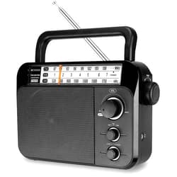 Retekess TR604W AM FM NOAA Radio, Portable Emergency Weather Radios with Best Reception, AC or D Battery Powered, with Clear Dial and Large Knob, Suit for Home (Black)