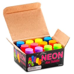 Bedwina Mini Neon Party Bubbles for Kids - (Pack of 12) Bulk Wands and Bottles for Blowing Bubbles, Birthday Party Favors, Toy Gift, Outdoor Toys, Carnival Prizes, and Goody Bag Stuffers