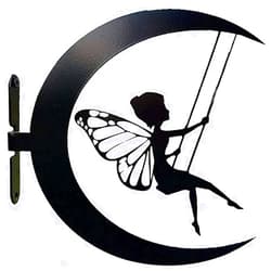 Runtodo Metal Crescent Moon Fairy Garden Decoration Elf Garden Art Silhouette Stake for Outdoor Fairy Garden Ornament Tree Decor