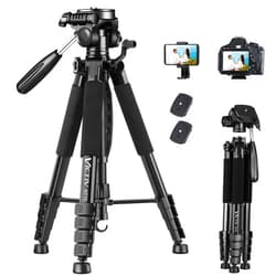 VICTIV 74” Camera Tripod, Tripod for Camera and Phone, Aluminum Heavy Duty Tripod Stand for Canon Nikon with Carry Bag and Phone Holder, Compatible with DSLR, iPhone, Spotting Scopes, Max Load 15 Lb