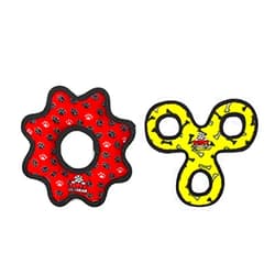 TUFFY - World's Tuffest Soft Dog Toy - Junior 3 Way Tug - Squeakers - Multiple Layers. Made Durable, Strong & Tough. Interactive Play (Tug,Toss & Fetch). Machine Washable & Floats (Combo 2 Pack)