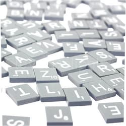CleverDelights 100 Wood Letter Tiles - Gray Color - Complete Set - Game Replacement Pieces
