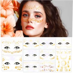 MDOZQ Temporary Tattoo Stickers 10 Sheets Face Metallic Gold Glitter Tattoo Temporary Freckle Face Sticker for Women Butterfly Tattoos Women Face Tattoos for Halloween Cosplay Makeup Homecoming Costume