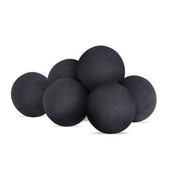 FlameDuty Ceramic Fire Balls for Fire Pit, Set of 6 Round Fire Stones Reusable Fireballs Set for Indoor and Outdoor Fire Pits or Fireplaces Accessory, 3 Inch,Black