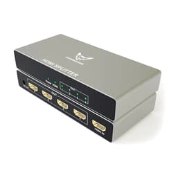DiamondTiger 4K HDMI Splitter 1 in 4 Out - 4K @ 60Hz, HDMI 2.0, HDCP 2.0, 18 Gbps EDID, Ultra HD 4 Port HDMI Splitter for TV, 3 Layers Cascade, Extra Long Distance, 3D Audio Video Sync (1x4)