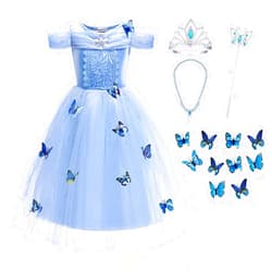 Familycrazy Princess Costume Girls Dress Up Butterfly with Accessories for Halloween Birthday Cosplay Carnival Party
