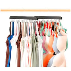 Kalimdor Bra Hanger for Closet 2 Pack, Tank Top Hanger 20 Hooks Capacity Foldable Wood Space Saving Hanger Closet Organizers and Storage for Dorm & Apartment for Lingerie,Tank Top, Bra, Scarf etc.