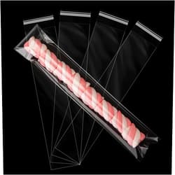 Aubeco 2x10 Inches 240 Pcs Clear Pretzel Rod Bags, Self Sealing Pretzel Bags, Resealable Cellophane Bags for Packaging Prezetels Sticks