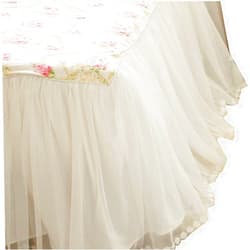 LELVA Dust Ruffled Bed Skirts King Size Wrap Around Lace Bed Ruffle with Platform 18 inch Deep Drop Cotton Floral Girls Bed Sheets White