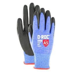 Magid Glove & Safety MAGID ANSI A5 D-ROC AeroDex 18-Gauge Work Gloves, 1 Pair, Foam Nitrile Coated, Size 5/XXS, Blue