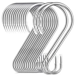 Hotop 36 Pieces 3.15 Inch S Shaped Stainless Steel Hooks Metal Hanging Hooks Curtain Hooks Pan Pot Holder Rack Hooks for Hanging Pot, Pan, Cups, Plants, Bags, Jeans, Towels(Silver)