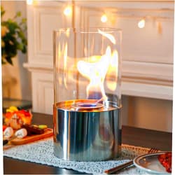 JHY DESIGN Tabletop Fire Bowl Pot 11.5''H Portable Tabletop Fireplace–Clean-Burning Bio Ethanol Ventless Fireplace（Stainless Steel）