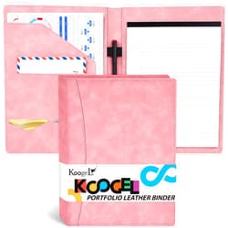 Koogel Portfolio Leather Binder, Pink Portfolio Folder for Legal Pad Organizer with 30 Sheets Writing Notepad