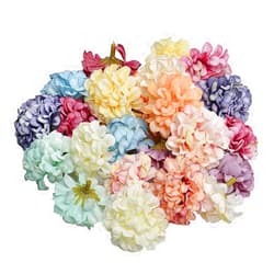 Teensery 24 Pcs Artificial Hydrangea Flower Heads Bulk Silk Flower for Wedding Decoration Home Decor Party Supplies DIY Crafts, 1.8