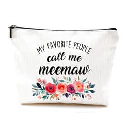 DILSJ Meemaw Gifts Makeup Bag, Grandma Gifts For Christmas From Grandkids Cosmetic Bags For Women, My Favorite People Call Me Meemaw Zipper Makeup Pouch Travel Organizer Toiletry Bag